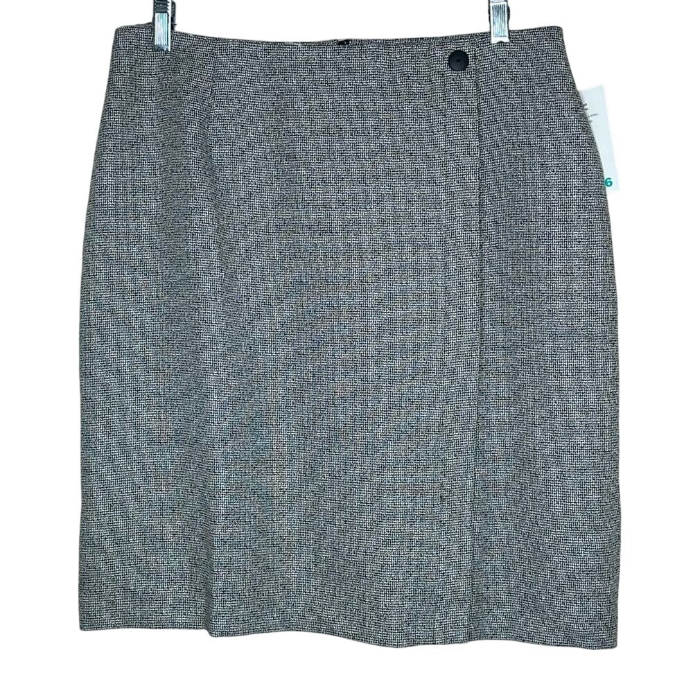 Kathie‎ Lee Collection VTG Black White Houndstooth Pencil Skirt Size 16 Preppy